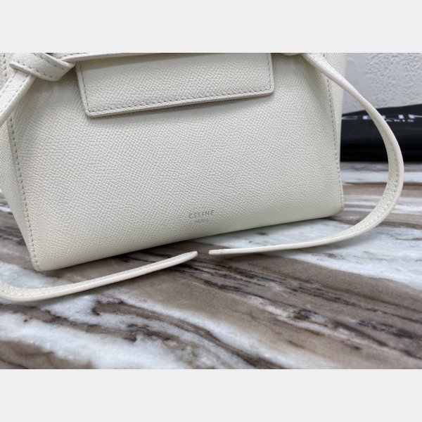 ¡Descubra la icónica Celine Top Quality Nano Belt Bag Nano White Dola Celine 0195!